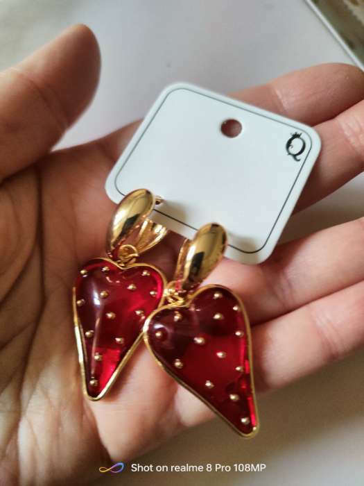 Фотография покупателя товара Серьги ассорти «Сердце» клубника, цвет красный в золоте - Фото 1