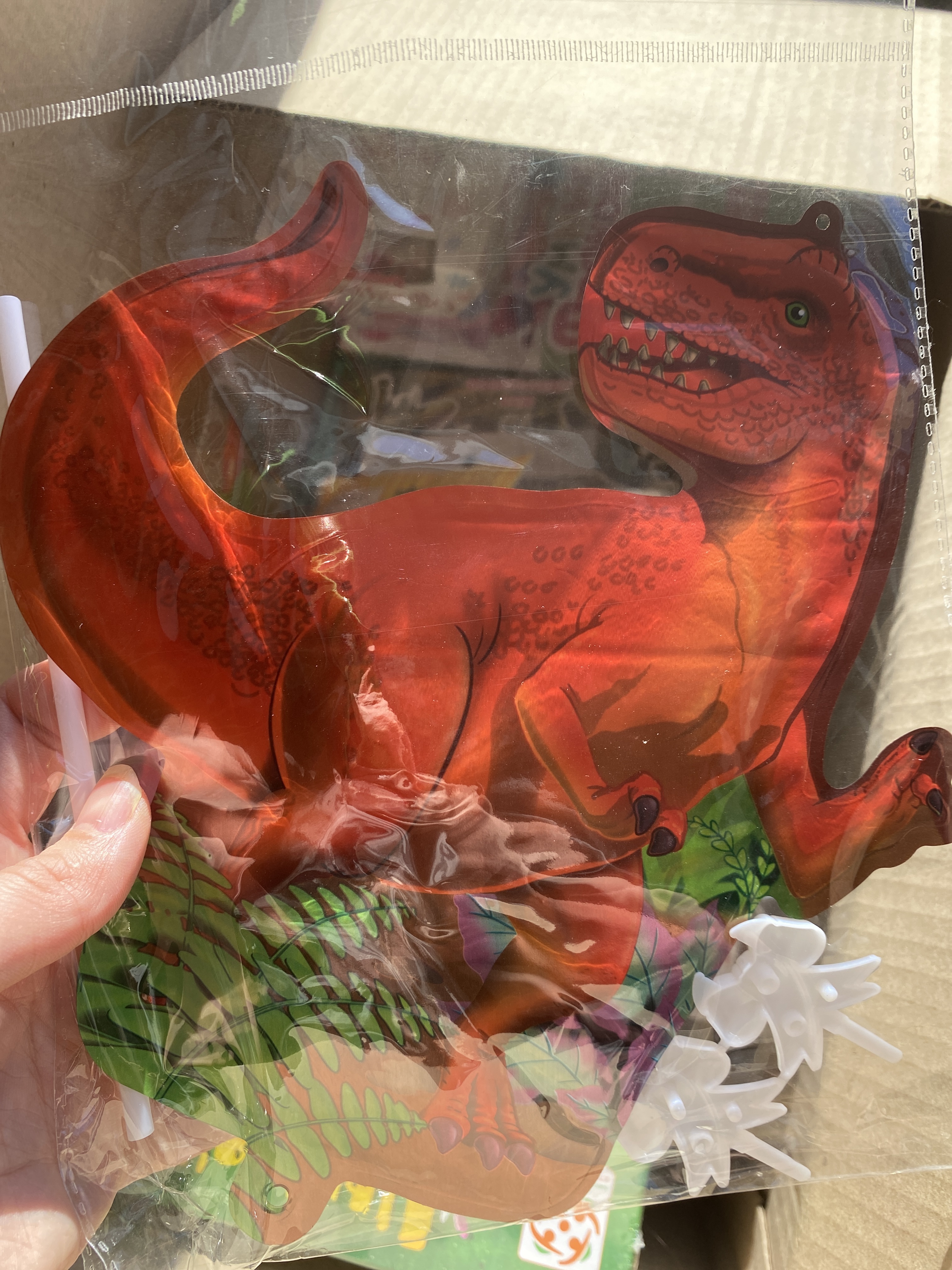 Фотография покупателя товара Шар-самодув 9" «Динозавр на траве», с палочкой, топпер - Фото 2