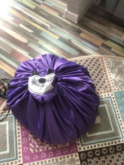 Фотография покупателя товара Развивающий коврик - сумка для игрушек «Котик», фиолетовый, d150 см, оксфорд