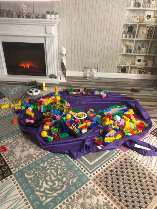 Фотография покупателя товара Развивающий коврик - сумка для игрушек «Котик», фиолетовый, d150 см, оксфорд