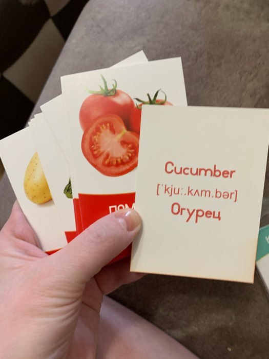 Фотография покупателя товара Обучающие карточки «Изучаем английский. Овощи», 16 штук, 3+ - Фото 3