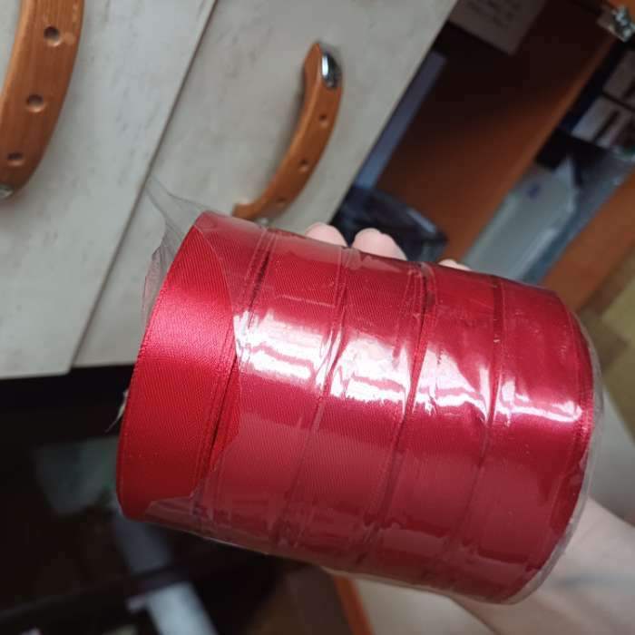 Фотография покупателя товара Лента атласная, 25 мм × 23 ± 1 м, цвет глубокий красный №33 - Фото 2