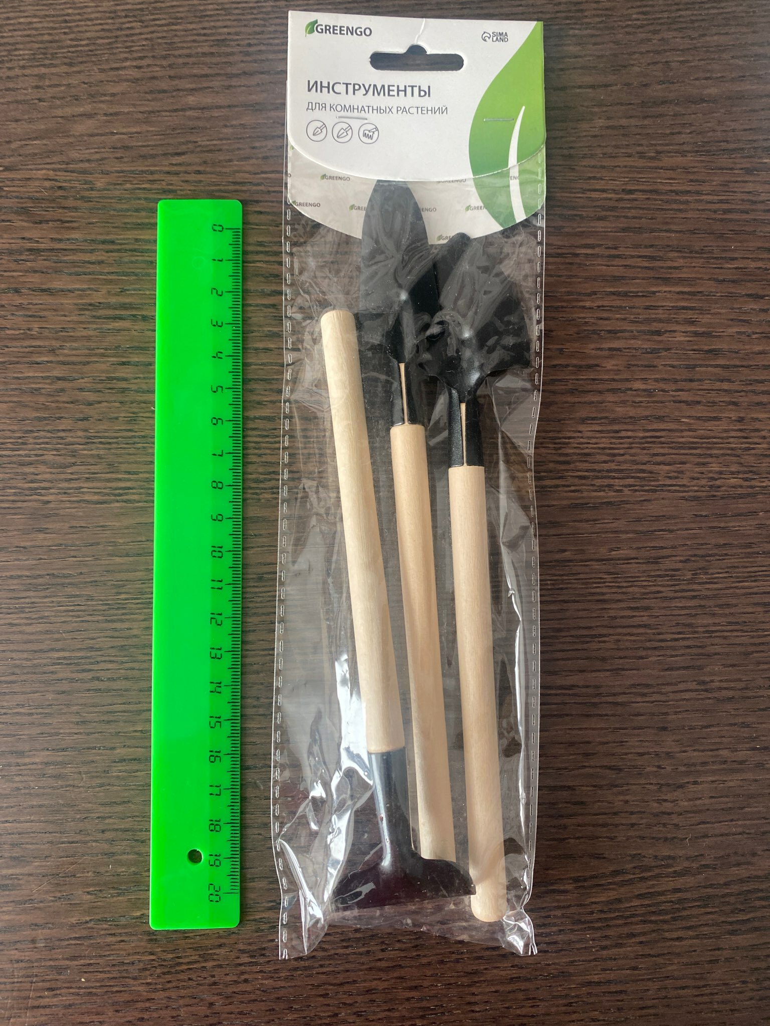 Фотография покупателя товара Набор садового инструмента, 3 предмета: грабли, 2 лопатки, длина 24 см, деревянные ручки - Фото 3