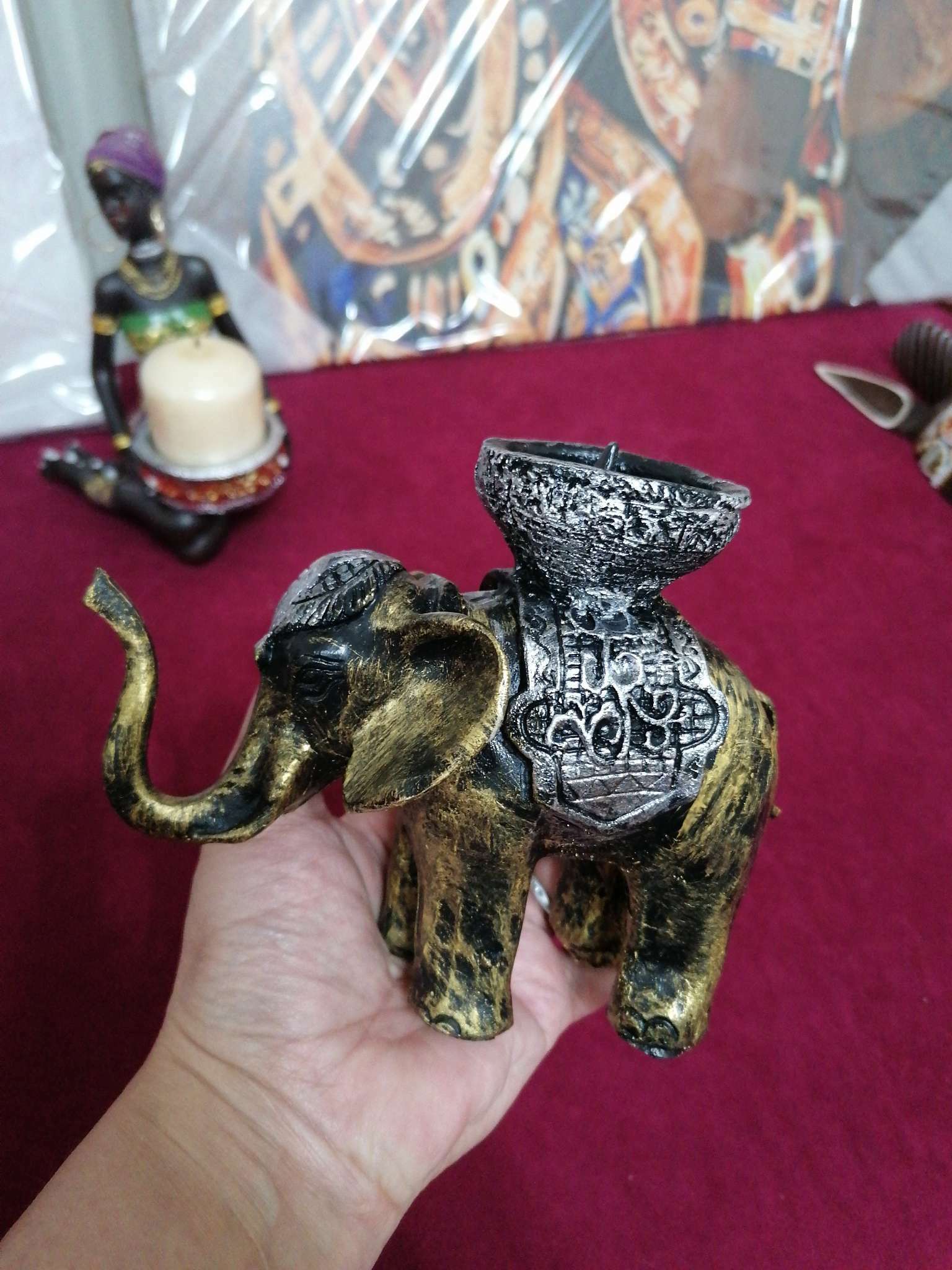 Фотография покупателя товара Подсвечник "Слон", золотой 13х19 см, для свечи d=4 см - Фото 2
