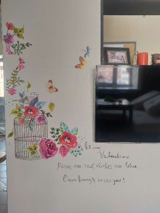 Фотография покупателя товара Наклейка интерьерная цветная «Клетка с цветами», 60×90 см - Фото 1