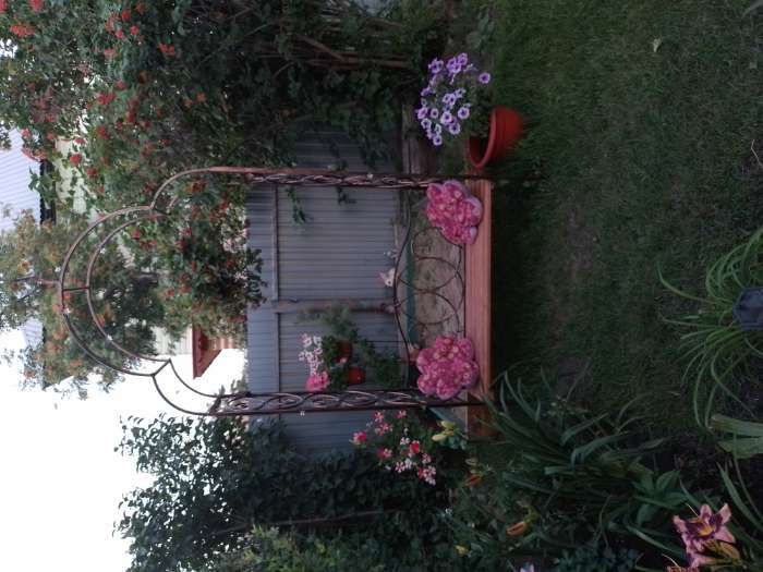 Фотография покупателя товара Арка садовая, разборная, со скамейкой, 250 × 122 × 44 см, металл - Фото 1