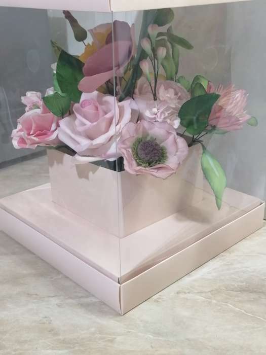 Фотография покупателя товара Коробка подарочная для цветов с вазой и PVC окнами складная, упаковка, «Персик», 23 х 30 х 23 см - Фото 3