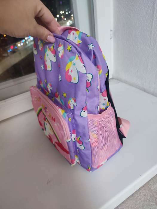 Фотография покупателя товара Рюкзак детский на молнии, 3 наружных кармана, цвет бирюзовый/розовый - Фото 3