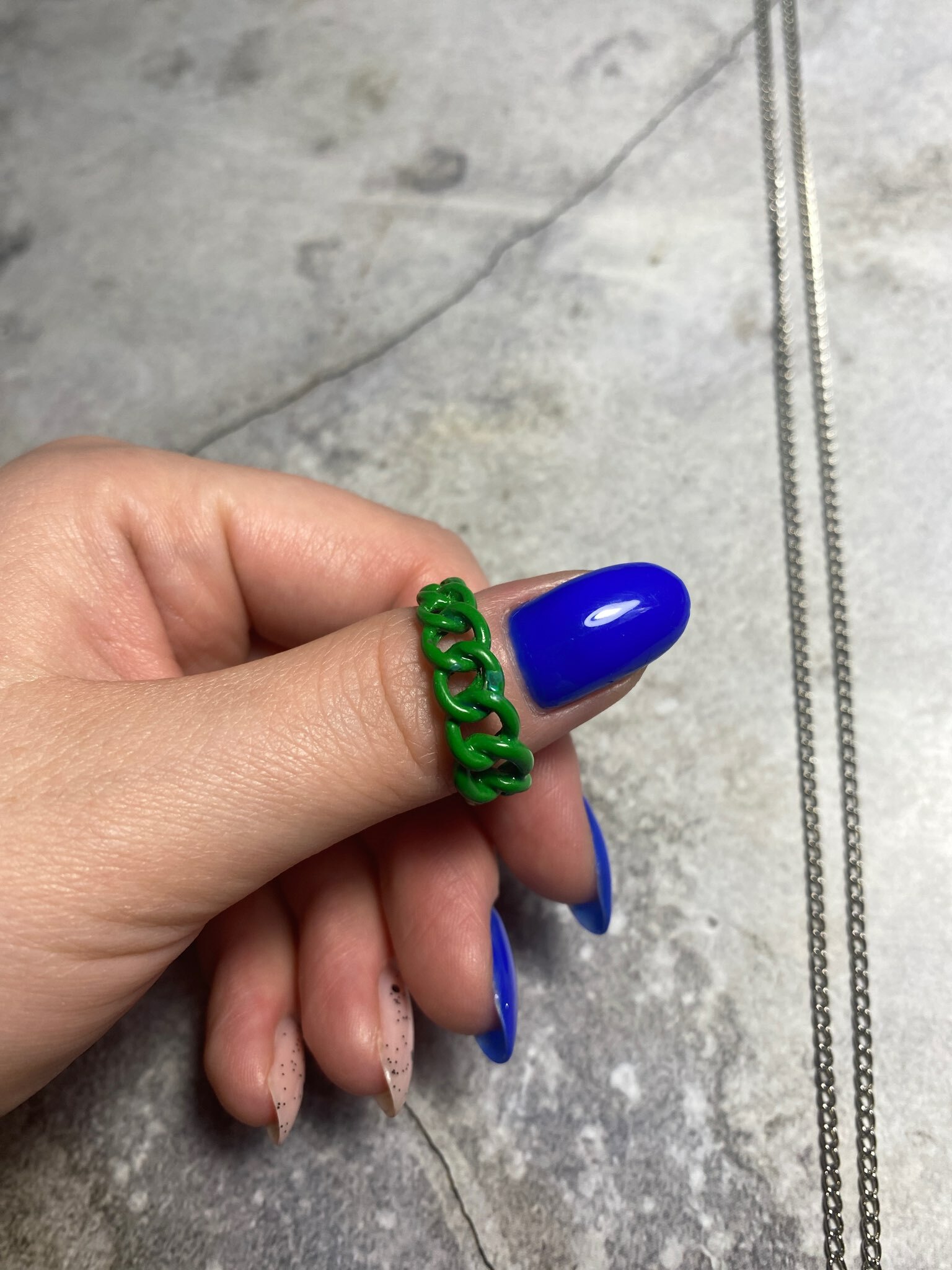 Фотография покупателя товара Кольцо «Цепь», синее, безразмерное - Фото 2