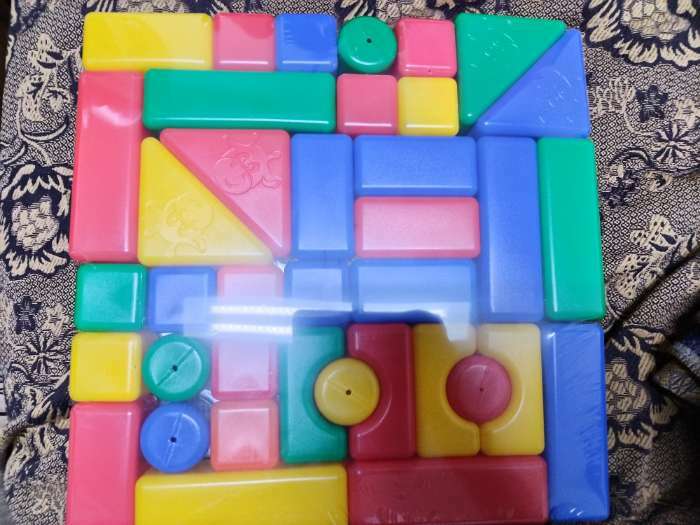 Фотография покупателя товара Кубики для малышей, пластиковые, цветные, 38 штук, 4×4 см - Фото 1