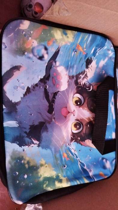Фотография покупателя товара Папка для тетрадей А4 на молнии текстиль 70мм 350 х 270 унив «1 сентября: Котик под водой»