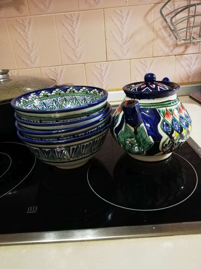 Фотография покупателя товара Коса Риштанская Керамика "Цветы" 15 см, малая, синяя
