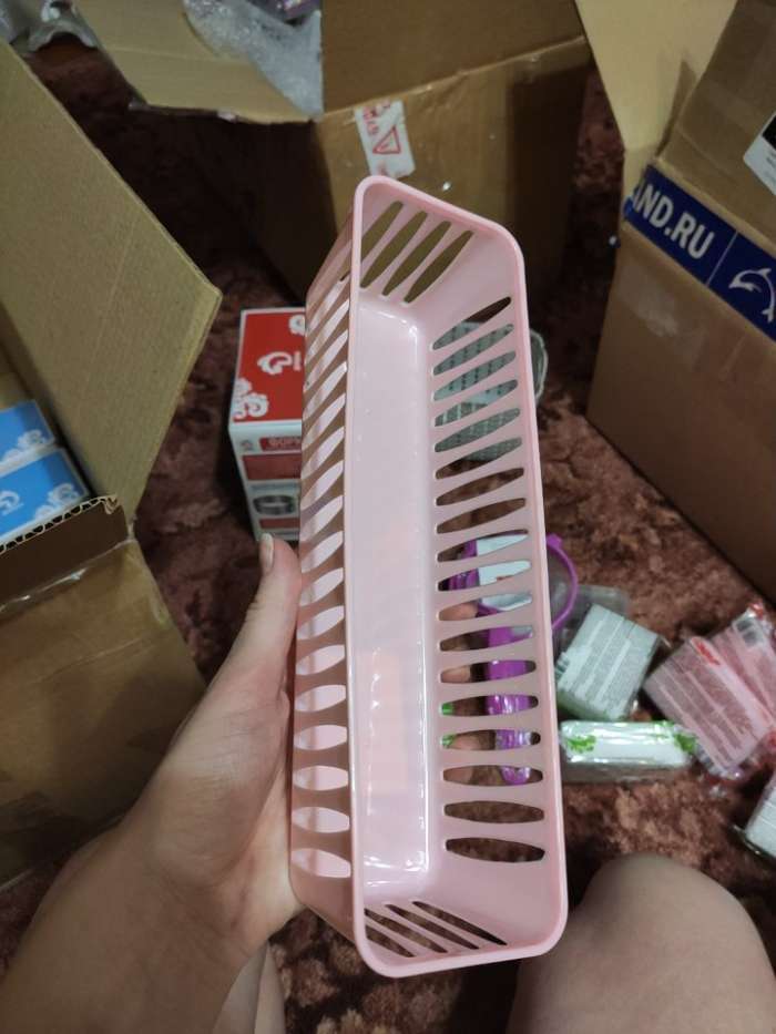 Фотография покупателя товара Корзина пластиковая для хранения Доляна «Вертикаль», 25×7×6 см, цвет МИКС