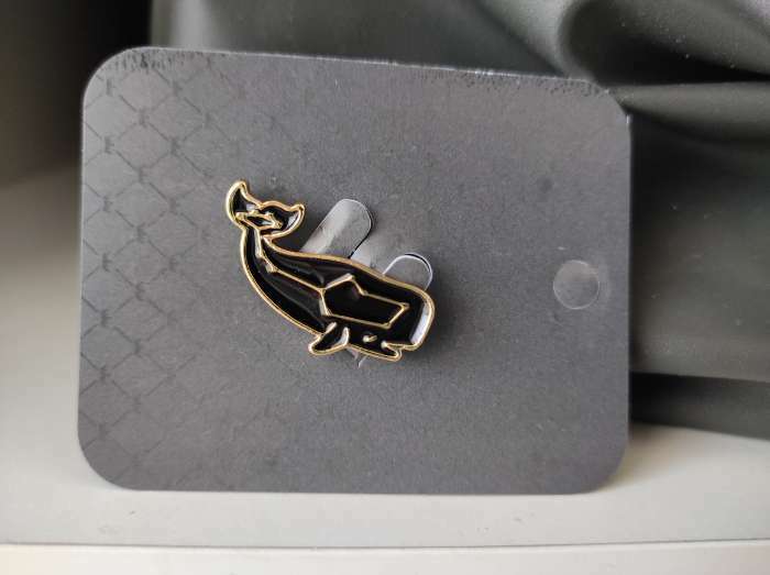 Фотография покупателя товара Значок «Кит» созвездие, цвет чёрный в золоте - Фото 1