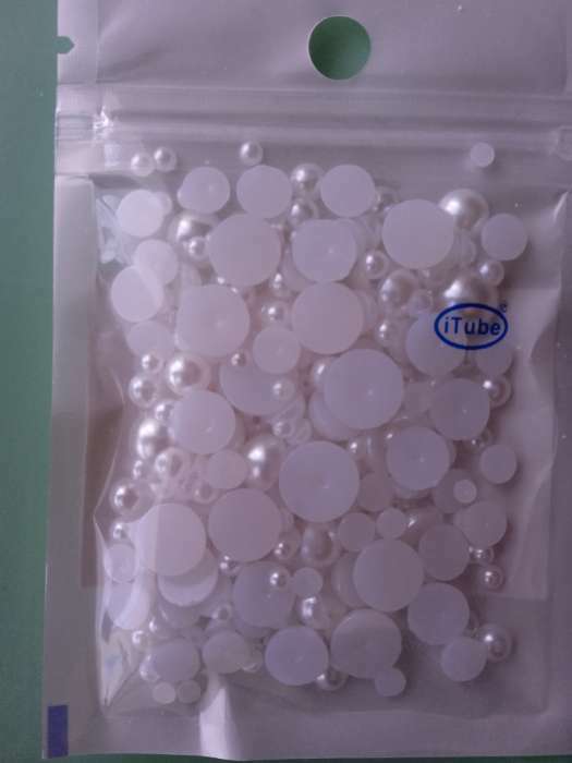 Фотография покупателя товара Декор для творчества пластик "Половинки бусин. Белые" d=3-10 мм, набор 10 гр - Фото 1
