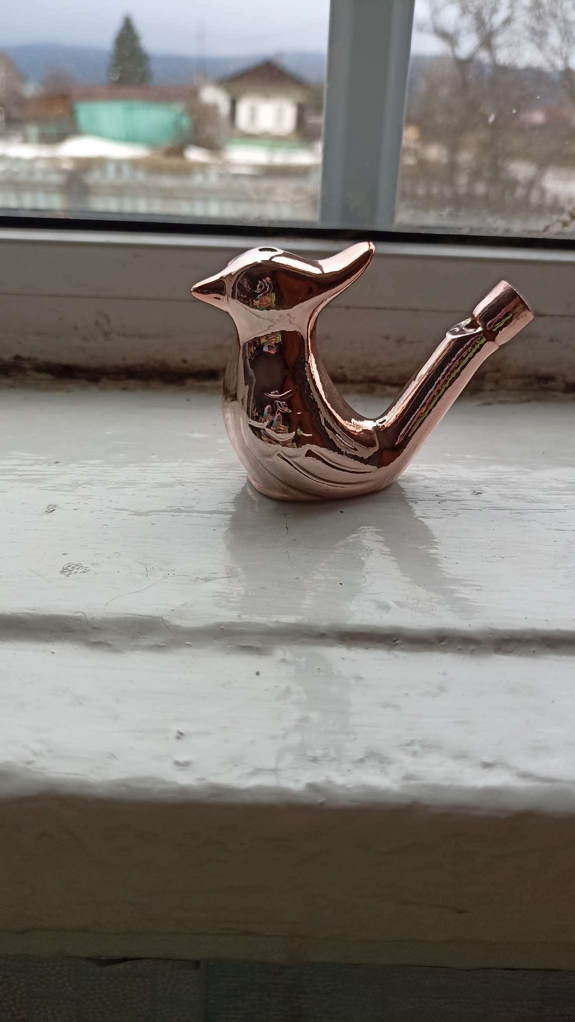 Фотография покупателя товара Свистулька керамическая птичка «Розовое золото» - Фото 1