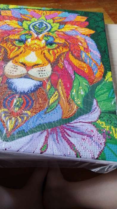 Фотография покупателя товара Алмазная мозаика с полным заполнением на подрамнике «Яркий лев», 40 × 50 см - Фото 2