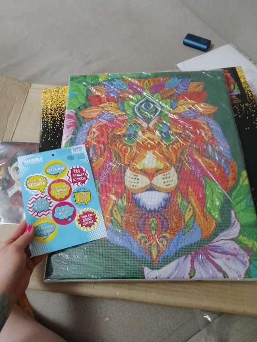 Фотография покупателя товара Алмазная мозаика с полным заполнением на подрамнике «Яркий лев», 40 × 50 см - Фото 3