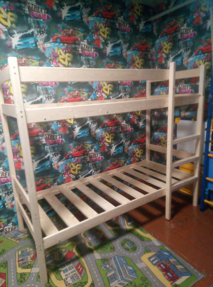 Фотография покупателя товара Двухъярусная кровать «Т2», 800×1900, массив сосны, без покрытия - Фото 4