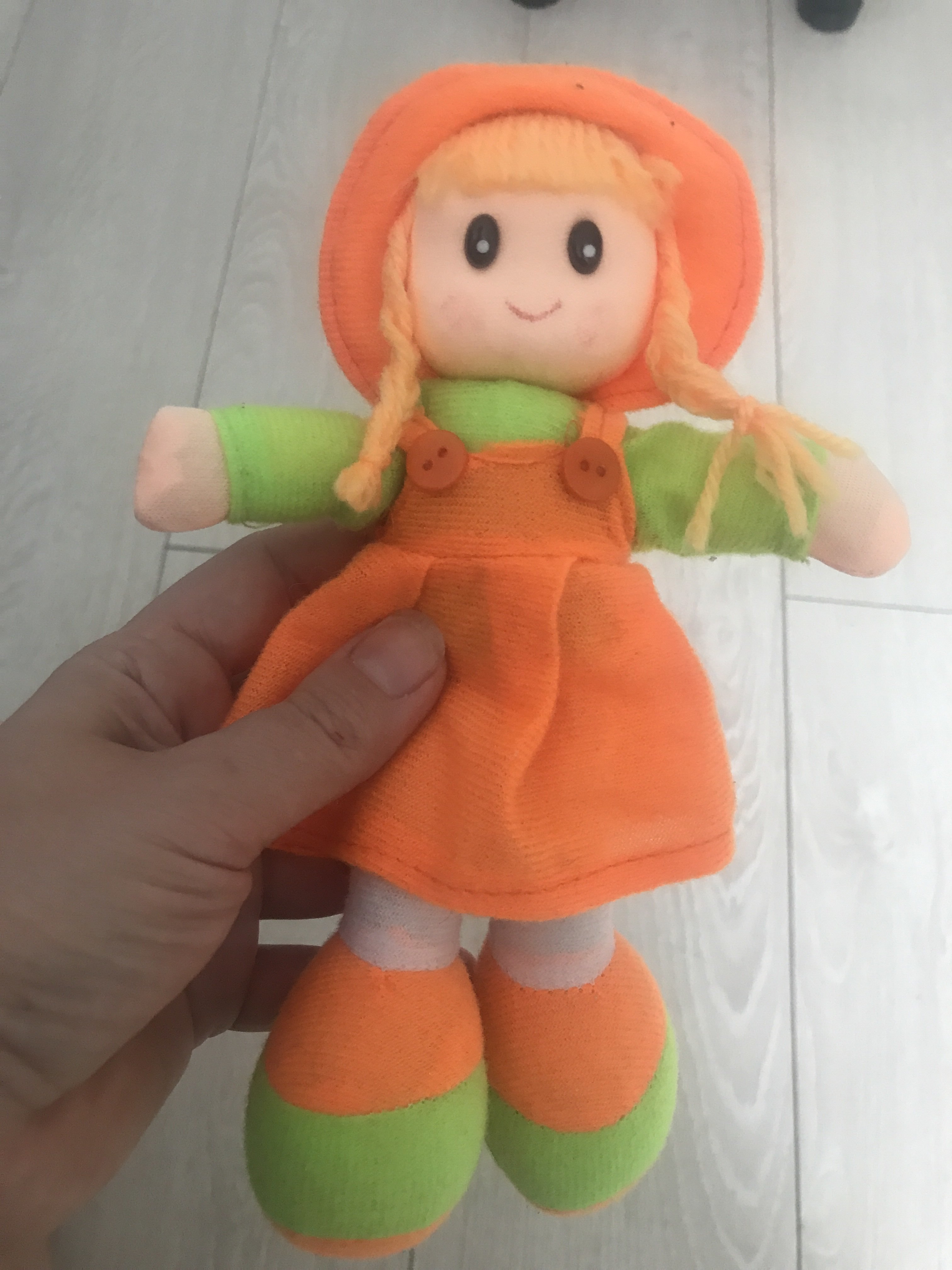 Фотография покупателя товара Мягкая игрушка «Кукла с хвостиками», в сарафане, полосатой кофте, цвета МИКС - Фото 1