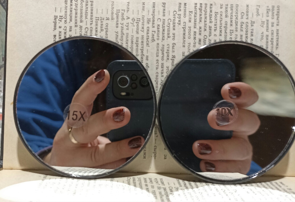 Фотография покупателя товара Зеркало макияжное, увеличение × 15, на присосках, d 9 см, цвет чёрный