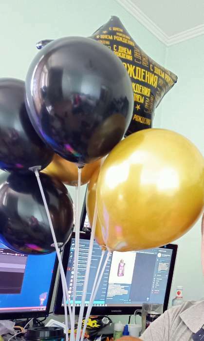 Фотография покупателя товара Букет из шаров «С днём рождения», чёрно-золотой, универсальный, фольга, латекс, набор 14 шт. - Фото 1