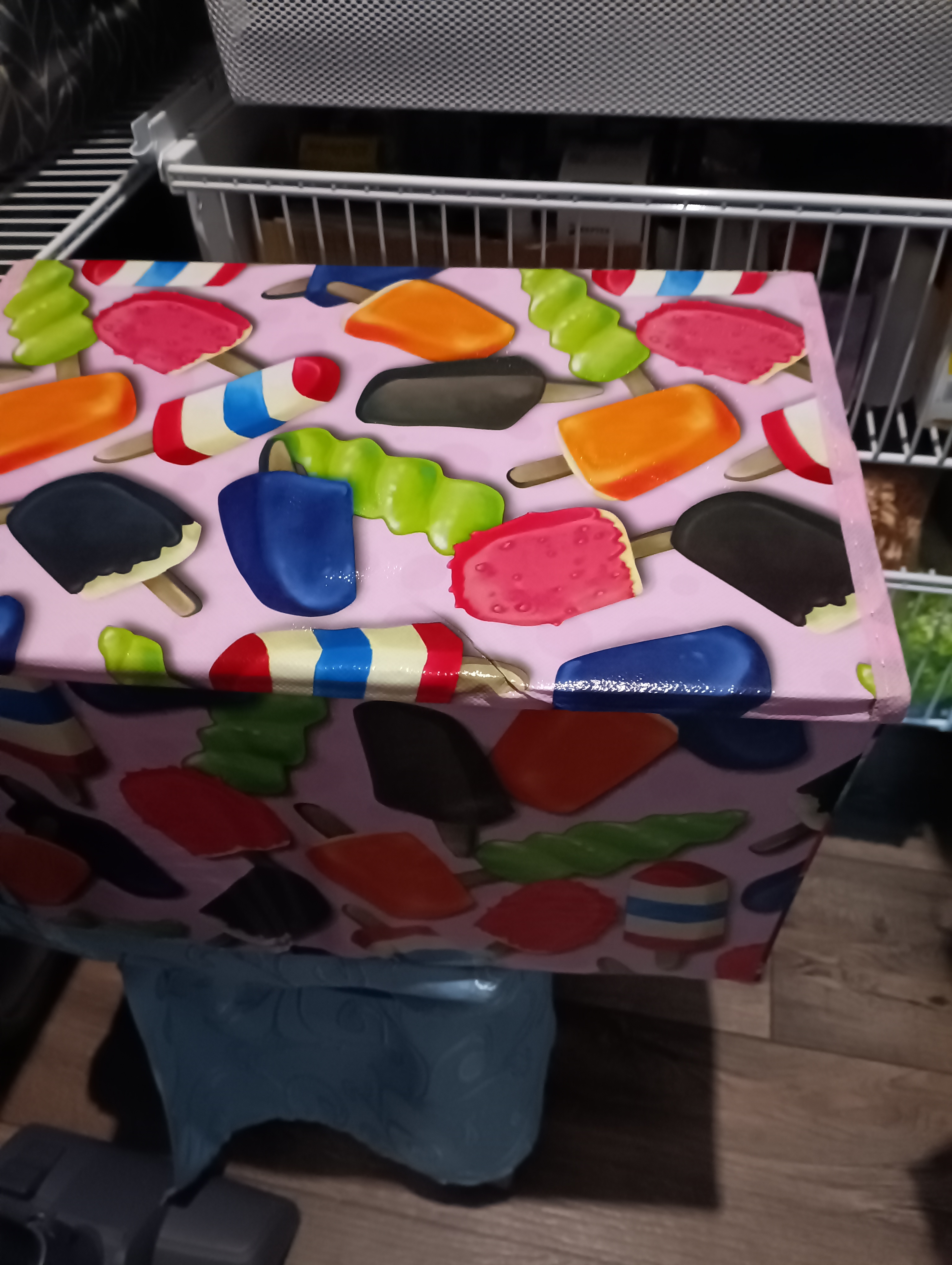 Фотография покупателя товара Короб стеллажный для хранения с крышкой «Эскимо», 38×25×23 см, цвет розовый - Фото 1