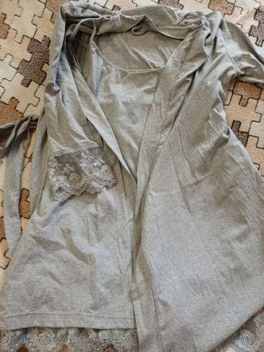 Фотография покупателя товара Набор женский (халат, сорочка) KAFTAN, р. 40-42, серый - Фото 2