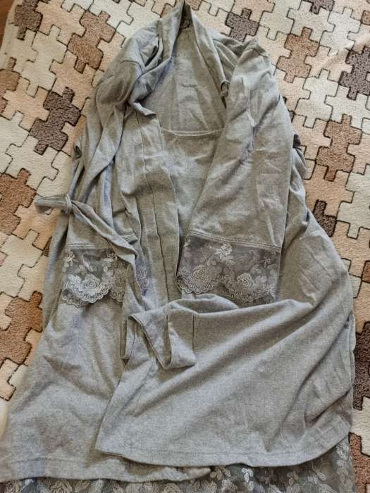 Фотография покупателя товара Набор женский (халат, сорочка) KAFTAN, р. 40-42, серый - Фото 1