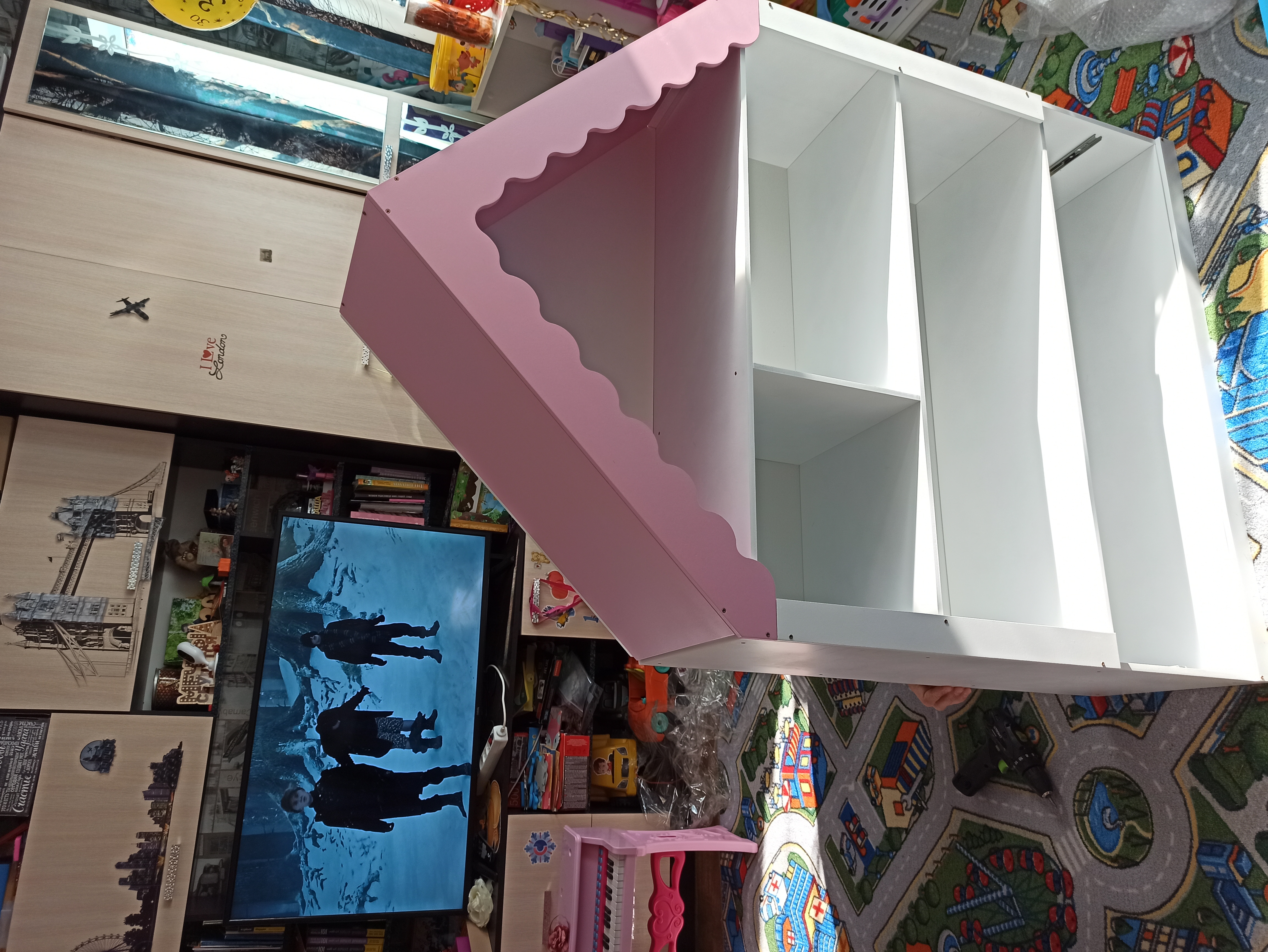 Фотография покупателя товара Кукольный домик "С полочками" розовый, 90 × 130 × 30 см, полка: 18,5 см