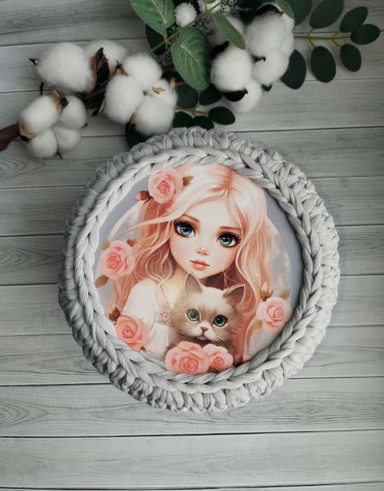 Фотография покупателя товара Донышки для вязания 2 в 1 «Девочка с котенком», круг 15 см, хдф 3 мм - Фото 10