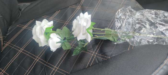 Фотография покупателя товара Цветы искусственные "Роза тройная" 6х61 см, белый - Фото 1
