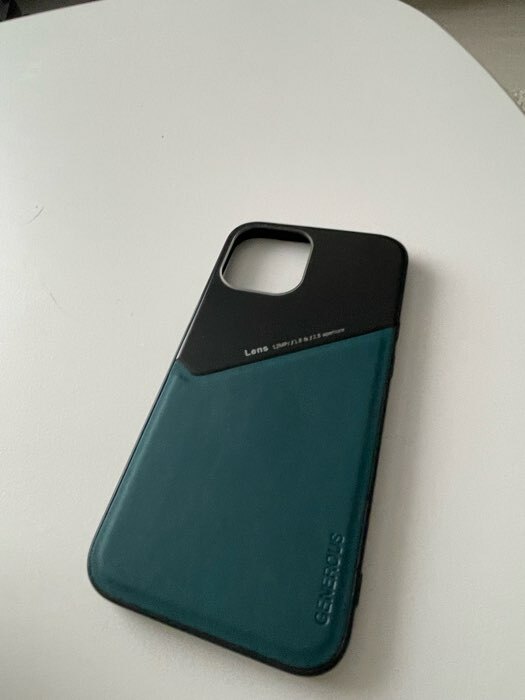 Фотография покупателя товара Чехол Luazon для iPhone 12 Pro Max, поддержка MagSafe, вставка из стекла и кожи, синий - Фото 2