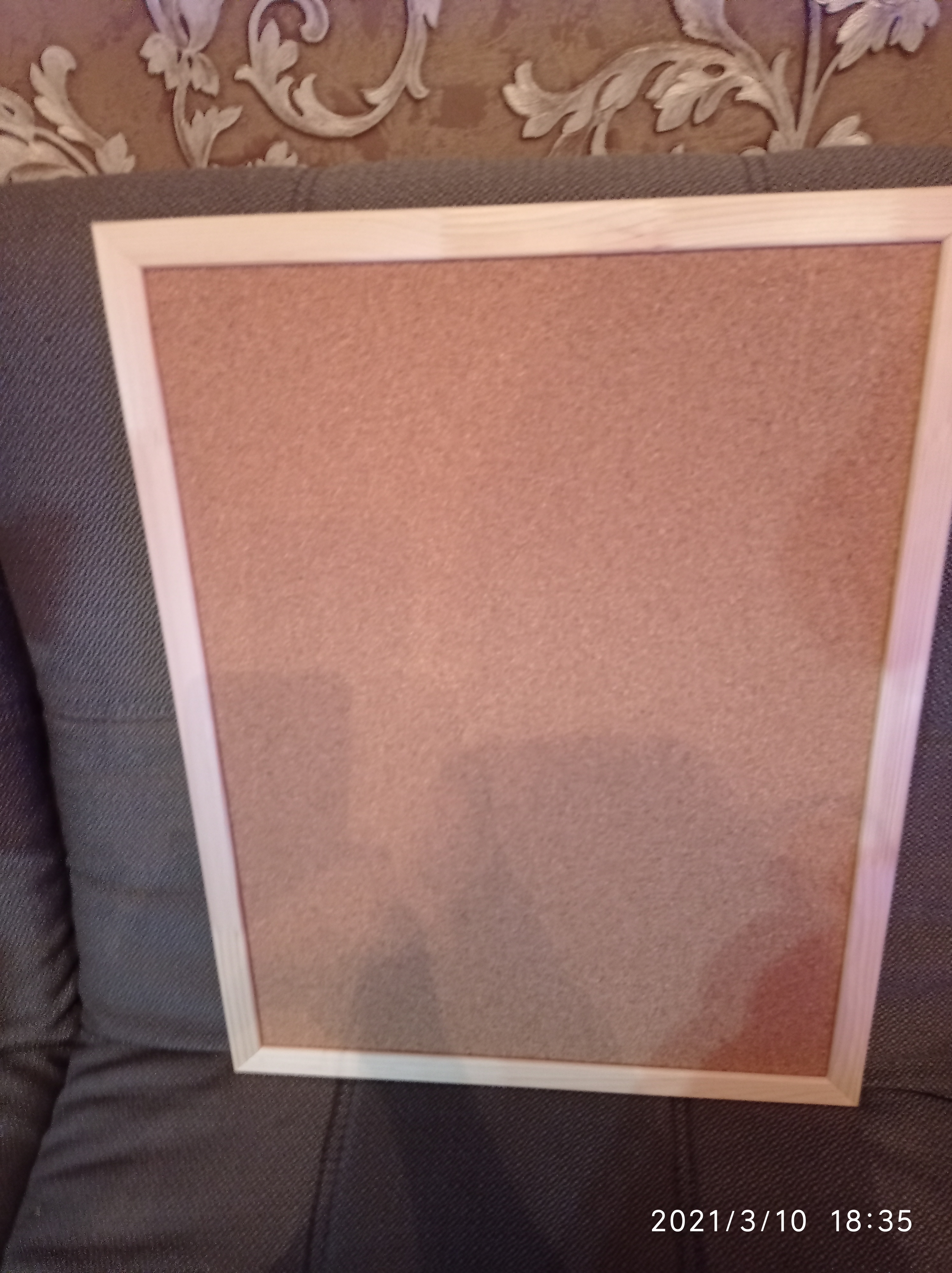 Фотография покупателя товара Доска пробковая А2, 45х60 см, Calligrata, в деревянной раме