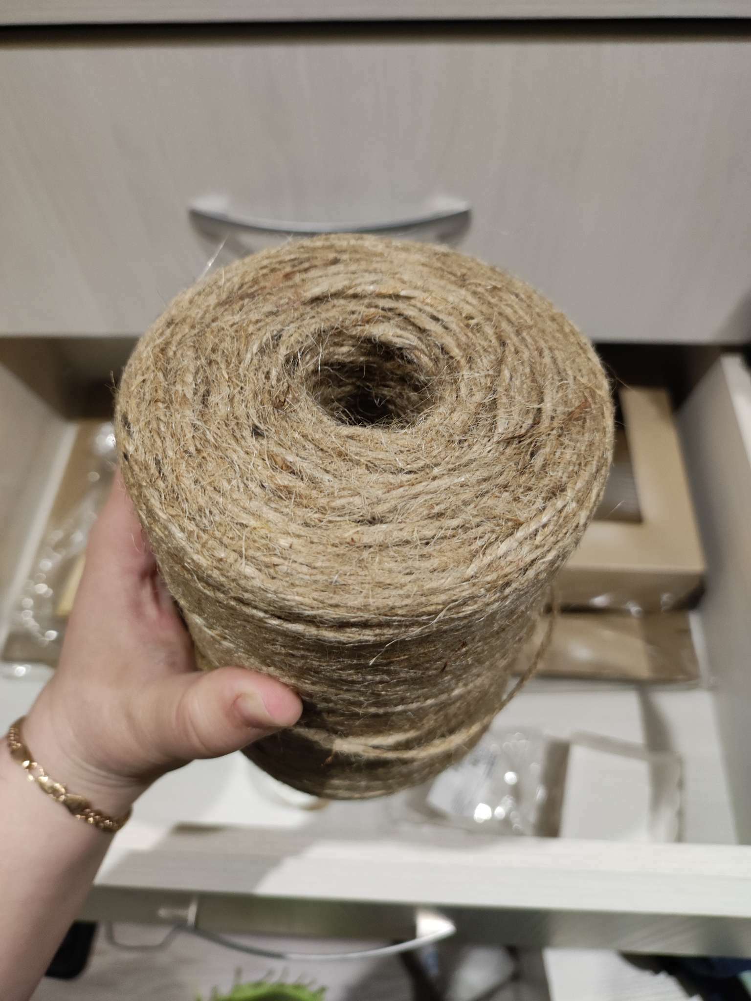 Фотография покупателя товара Шпагат джутовый Доляна, двухниточный, 1.12 ктекс, 500 м - Фото 3