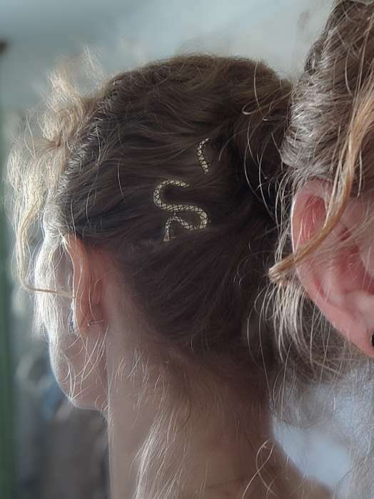 Фотография покупателя товара Зажим для волос "Змейка" 6 см, золото
