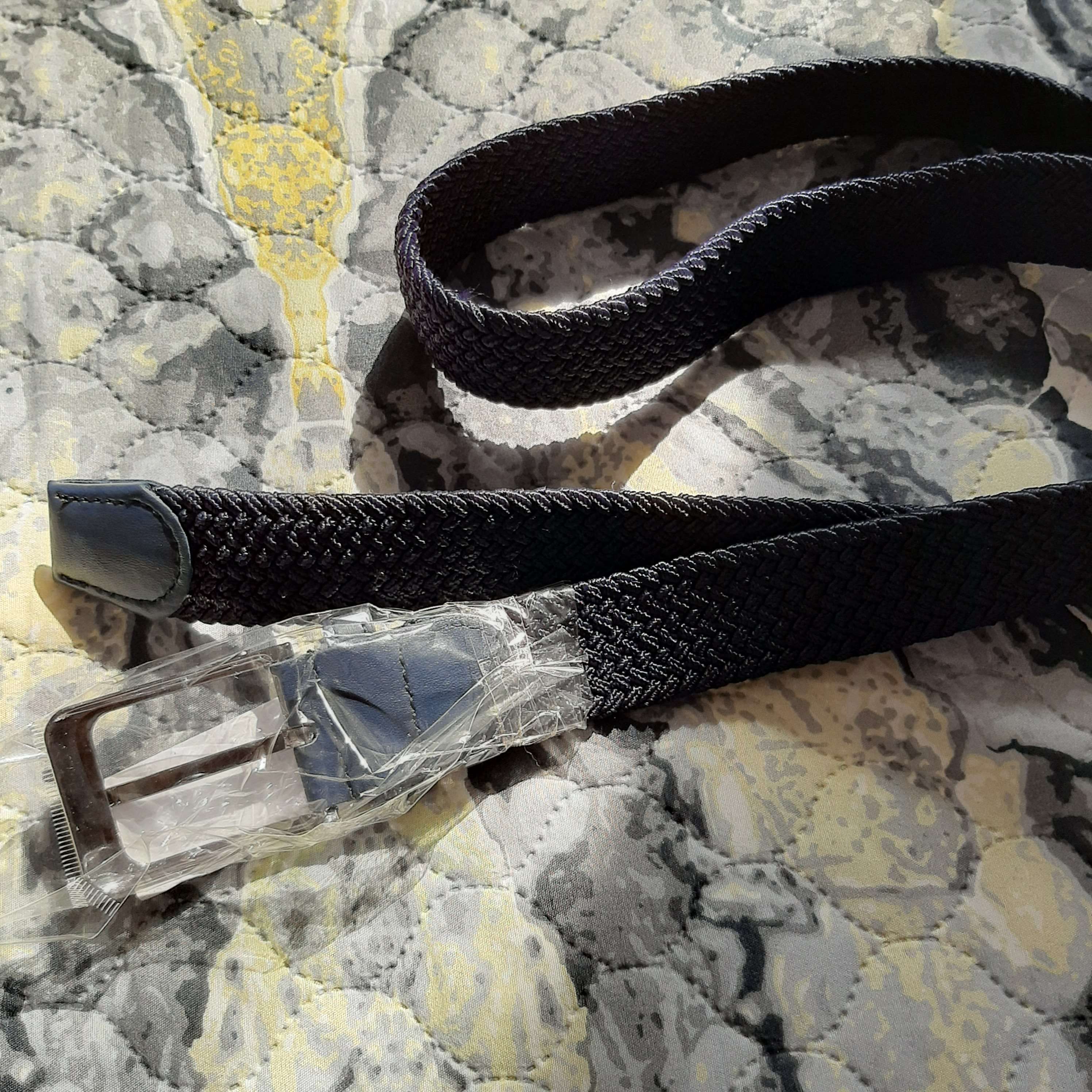 Фотография покупателя товара Ремень мужской, ширина 4 см резинка плетёнка, пряжка металл, цвет синий