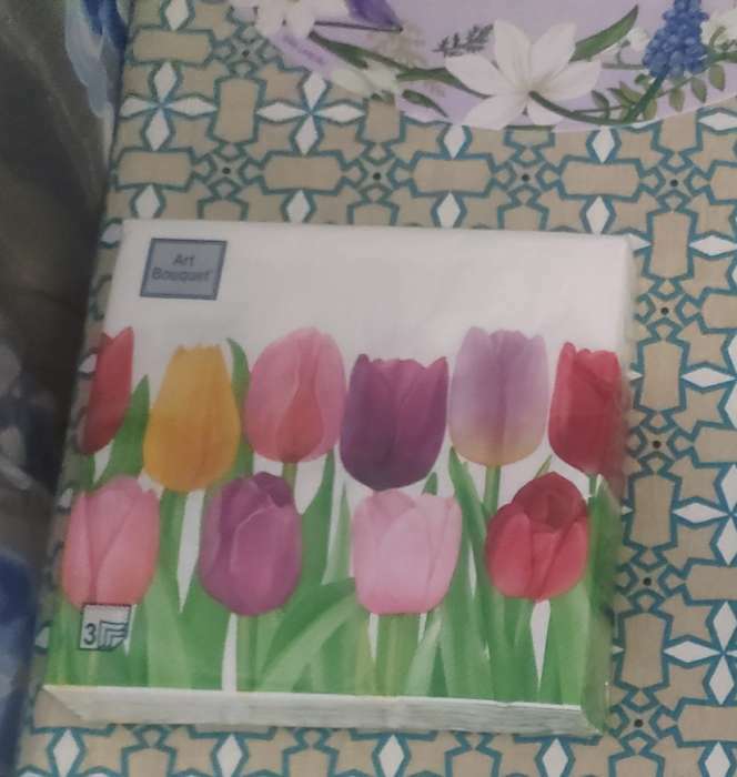 Фотография покупателя товара Салфетки бумажные Art Bouquet "Море тюльпанов", 3 слоя,33x33, 20 листов - Фото 1