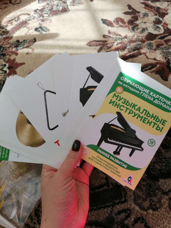 Фотография покупателя товара Обучающие карточки по методике Г. Домана «Музыкальные инструменты», 12 карт, А6 - Фото 1