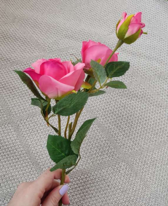 Фотография покупателя товара Цветы искусственные "Роза Глория" 8х48 см, малиновый
