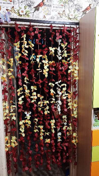 Фотография покупателя товара Занавеска декоративная «Листики», 90×168 см, 12 нитей, зигзаг, цвет кофейный