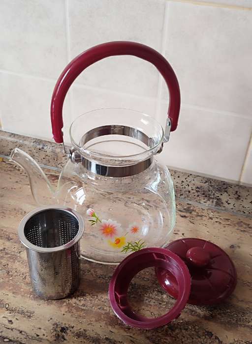 Фотография покупателя товара Чайник стеклянный заварочный с металлическим ситом «Цветочная фантазия», 1,4 л
