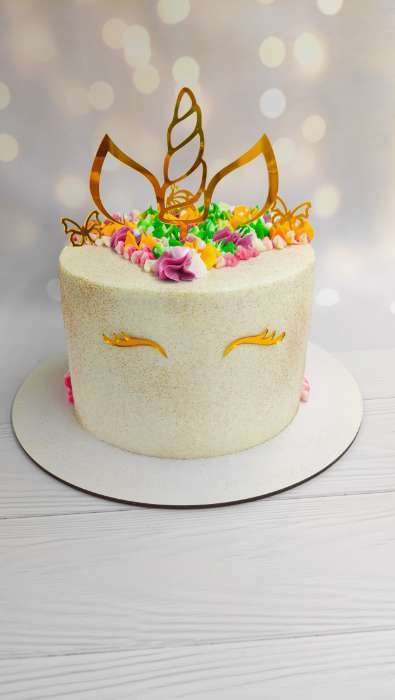 Фотография покупателя товара Топперы для торта «Единорог», золотой - Фото 2