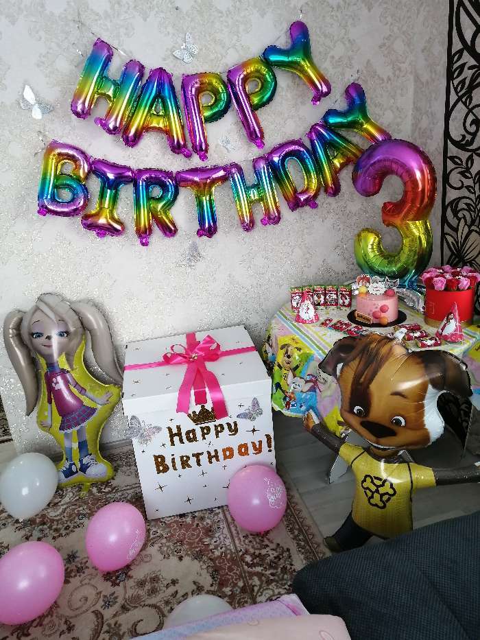 Фотография покупателя товара Шар фольгированный 16" «Happy Birthday», заглавные буквы, цвет розовый - Фото 2