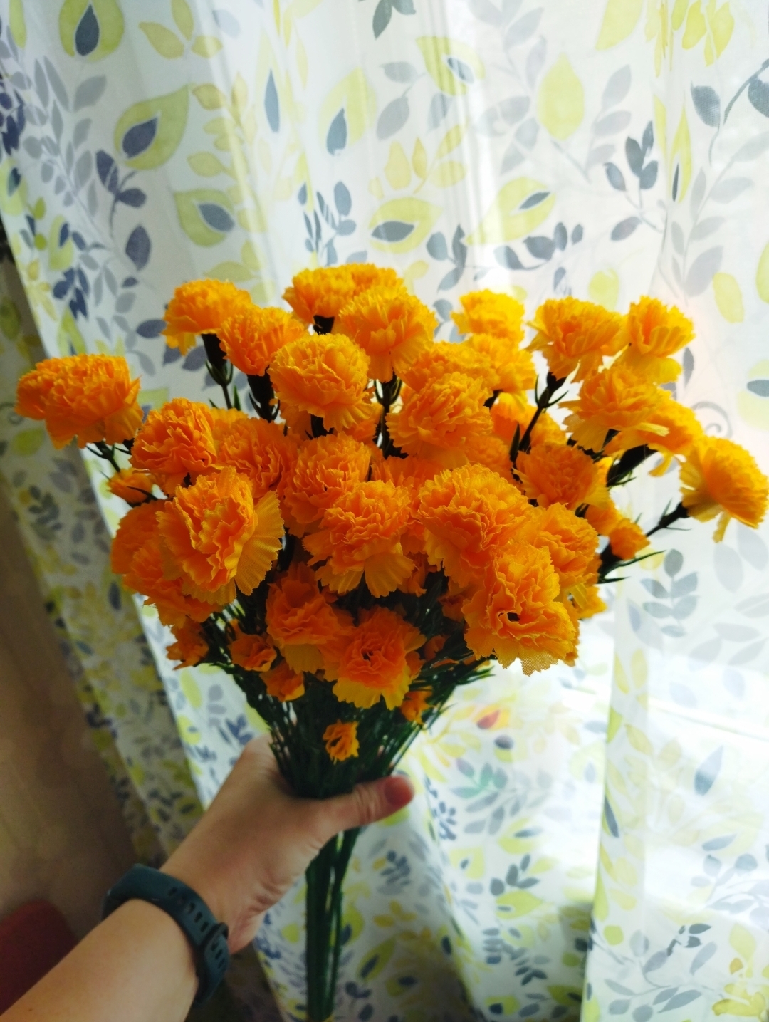 Фотография покупателя товара Цветы искусственные "Гвоздика кустовая" 60 см, жёлтый