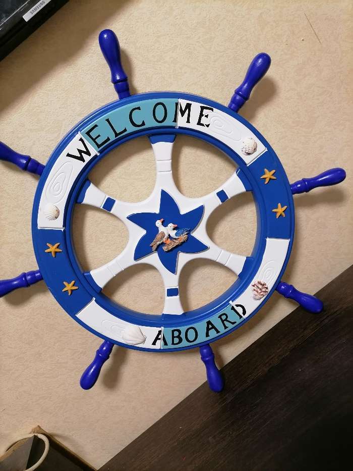 Фотография покупателя товара Декор настенный, панно «Штурвал. Welcome aboard с корабликом», 62×62×3.5 см - Фото 3