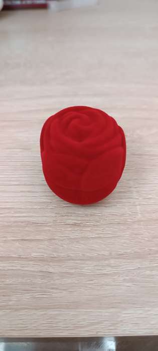 Фотография покупателя товара Футляр под кольцо, серёжки «Роза», без листьев, бархатный, 4.5×3.5 см, красный - Фото 1