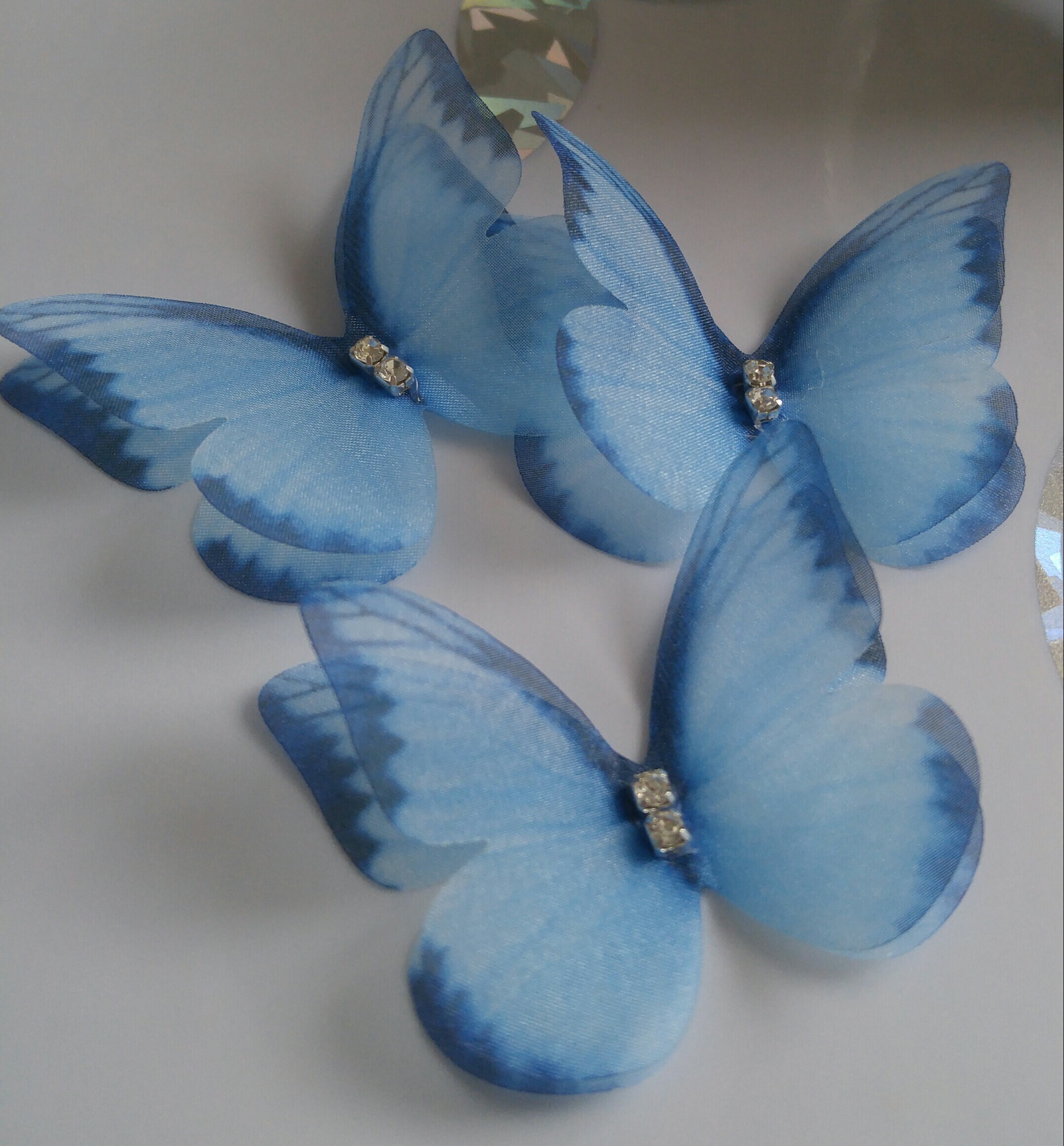 Фотография покупателя товара Декор для творчества «Бабочка», двухслойный, набор 12 шт., размер 1 шт. — 5 × 4 см, цвет голубой - Фото 1