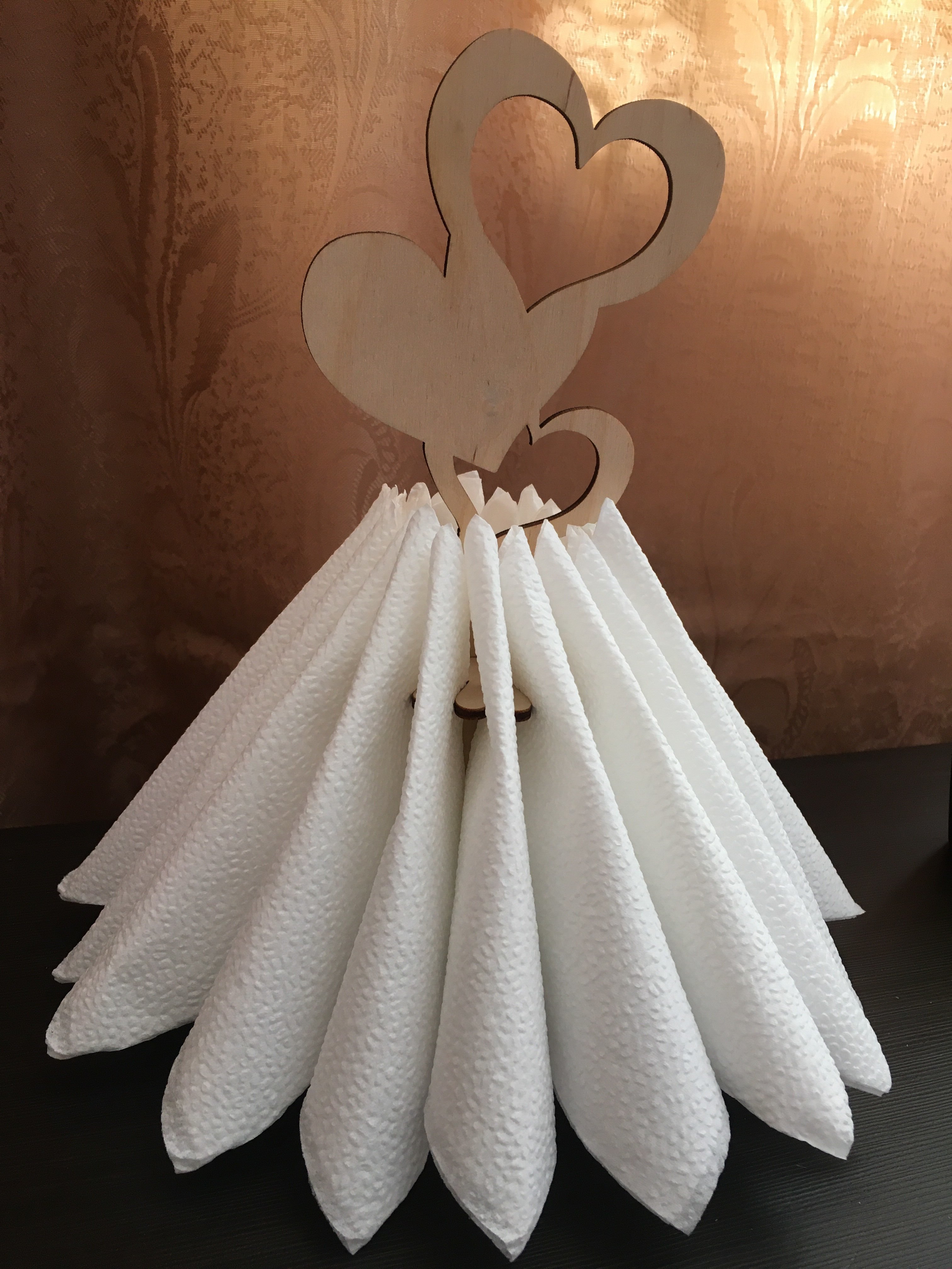 Фотография покупателя товара Салфетница деревянная «Сердечки», 25×10×8 см, на пьедестале