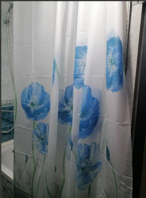 Фотография покупателя товара Штора для ванной Доляна «Синие маки», 180×180 см, EVA - Фото 1